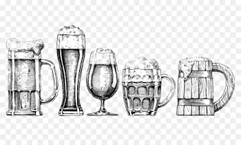 Beer glassware Drawing Illustration - Beer foam glass image 