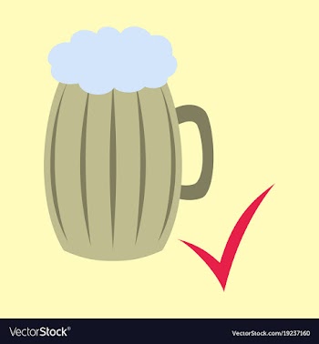 Beer in glass cup refreshing drink with white vector image