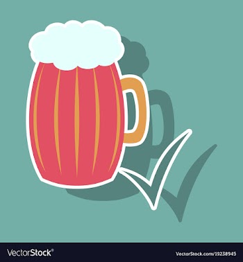 Beer in glass cup refreshing drink with white vector image