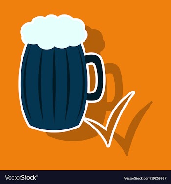 Beer in glass cup refreshing drink with white vector image