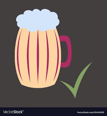 Beer in glass cup refreshing drink with white vector image