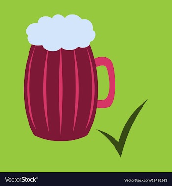 Beer in glass cup refreshing drink with white vector image