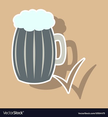 Beer in glass cup refreshing drink with white vector image
