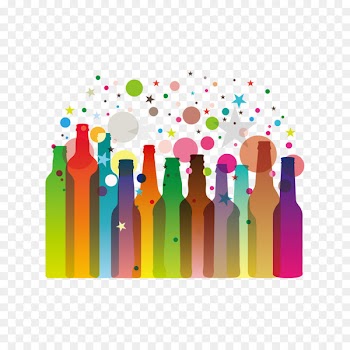 Beer Wine Champagne Bottle Drink - Vector color dots and bottles 