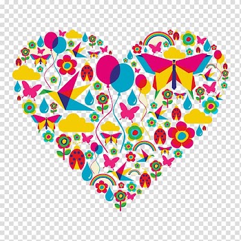Beetle Heart Spring Illustration, Heart Butterflies transparent background PNG clipart