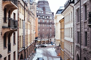beige and black Finland Sunset building