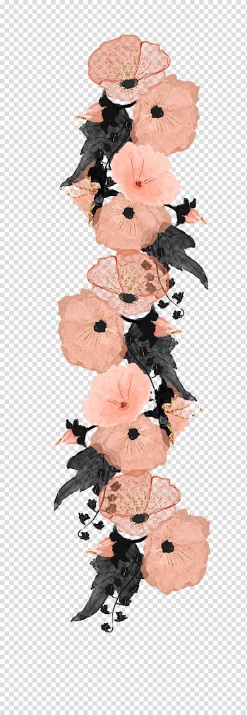 Beige and green floral textile, Flower Pink , Hand-painted decorative pink flower transparent background PNG clipart