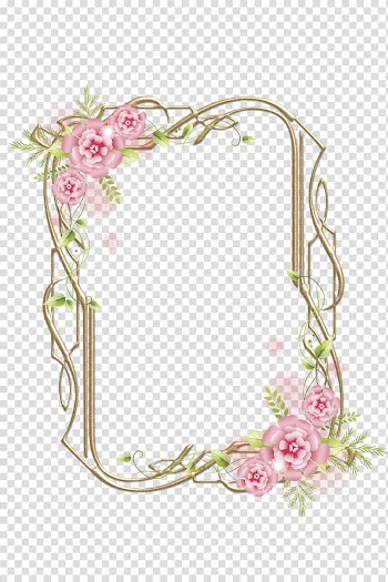 Beige and pink floral digital frame illustration, Frames Flower Cuadro Tattoo, MOLDURA transparent background PNG clipart