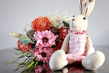 Beige Bunny Plush Toy With Pink Cloth