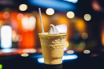 Beige Cone Filled With White Vanilla Ice Cream