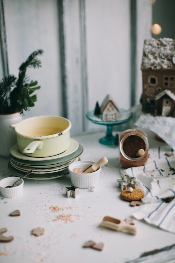 Beige Cooking Pot on Saucers