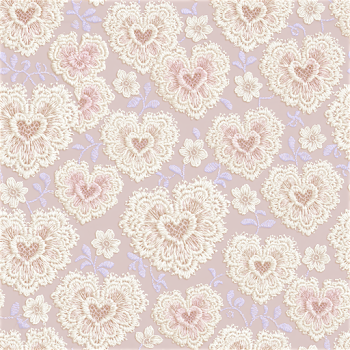 Beige Lace Seamless Pattern with Delicate Heart Motifs