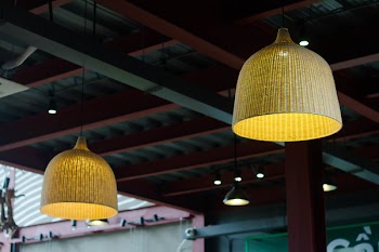 Beige Pendant Lamp Switch on Outside House