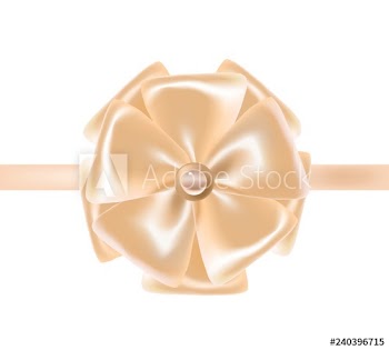 Beige satin ribbon or tape decorated with bow