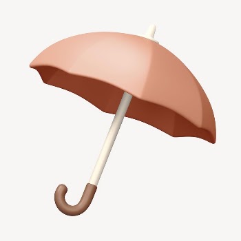 Beige umbrella collage element, 3D | Free PSD - rawpixel