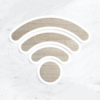 Beige wood wifi icon sticker with white border | Free  illustration - 2342979