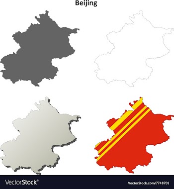 Beijing blank outline map set vector image