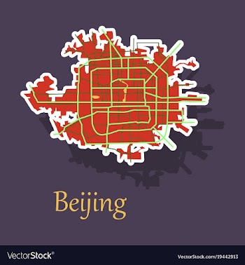 Beijing city map sticker vector image