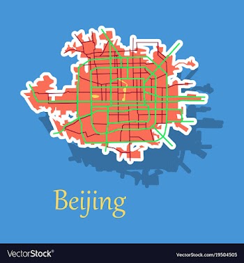 Beijing city map sticker vector image