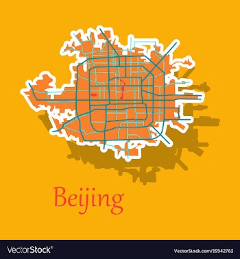 Beijing city map sticker vector image