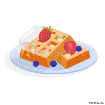 Belgian waffle with cream and berries