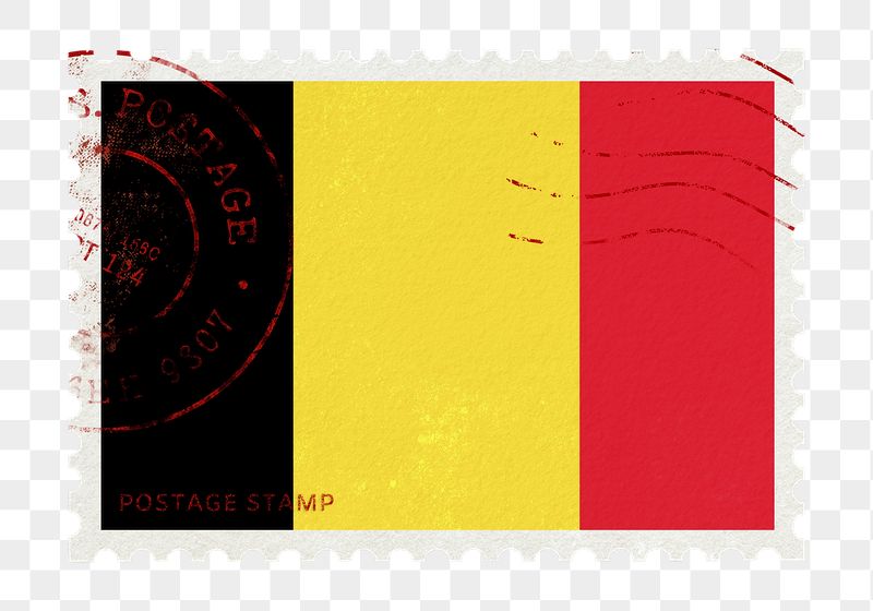 Belgium flag png post stamp | Free PNG - rawpixel