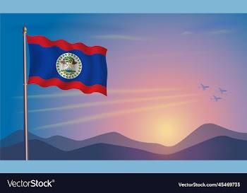 belize flag in the morning sun