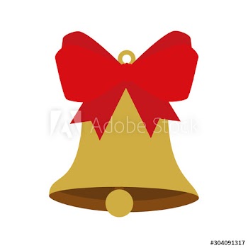 bell christmas decoration with bow ribbon design