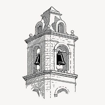 Bell tower clipart, vintage illustration | Free Vector - rawpixel