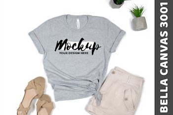 Bella Canvas 3001 Athletic Heather Flat Lay Mockup
