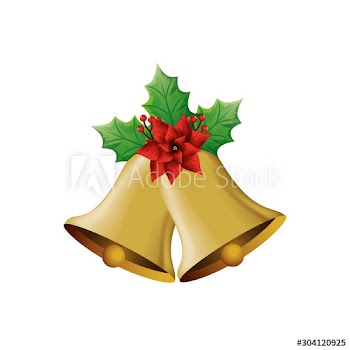 bells christmas with flower decoration design
