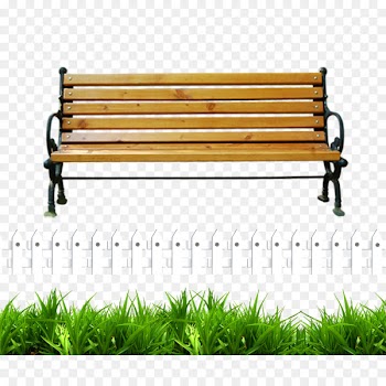 Bench Clip art - White fence green park bench 