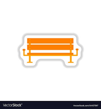Bench icon in paper sticker style vector image