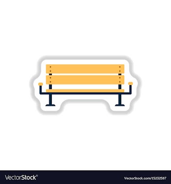 Bench icon in paper sticker style vector image