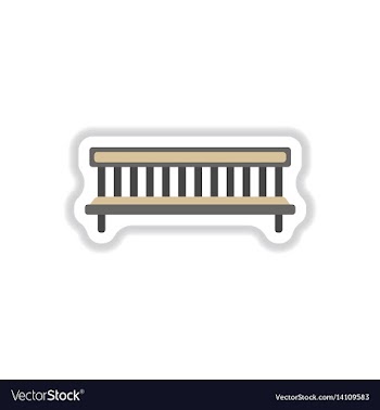 Bench in paper sticker style vector image