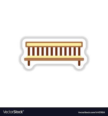 Bench in paper sticker style vector image
