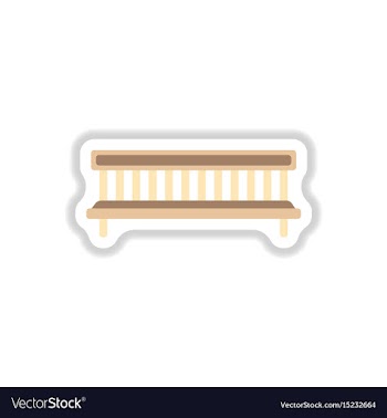 Bench in paper sticker style vector image
