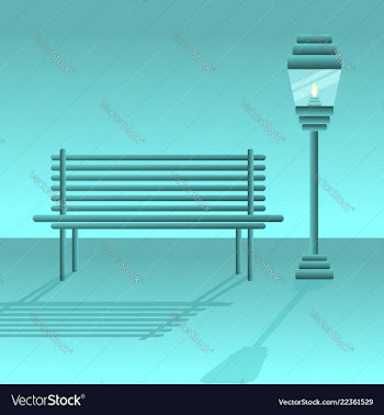 Bench with lantern vector image