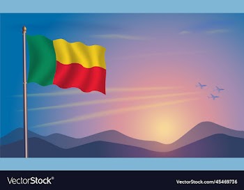 benin flag in the morning sun
