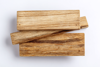 Bent Wooden Sign on White Background
