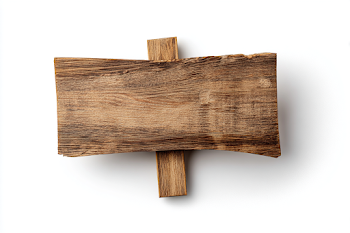 Bent Wooden Sign on White Background