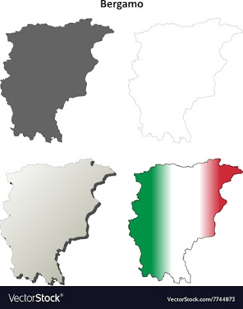 Bergamo blank detailed outline map set vector image