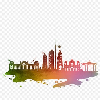 Berlin Rome Skyline Silhouette - Colorful city building silhouettes 