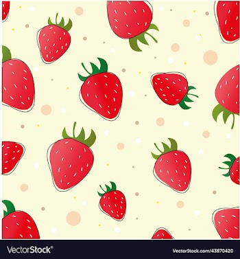 berries and flowers of strawberries green leaves