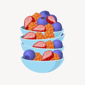 Berry bowls, food clipart, Glitch | Free Vector - rawpixel