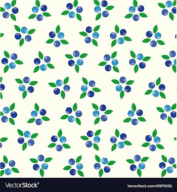 berry print blue berries and green leaves