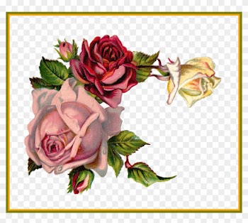 Best Antique Digital Flower Pink Rose Corner Design - Corner Vintage Roses