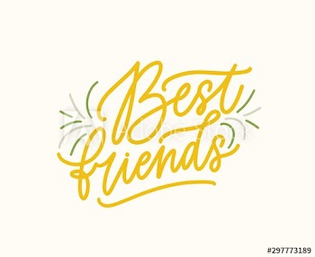Best friends vector handwritten color lettering