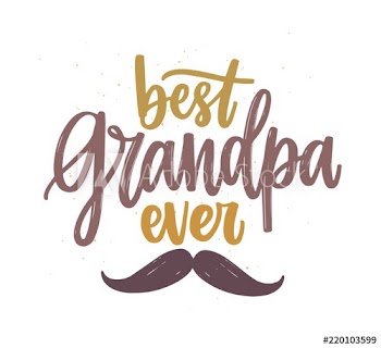 Best Grandpa Ever lettering handwritten with calligraphic script and decorated by mustache