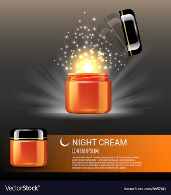  					Best night cream products for skin care with vector image														